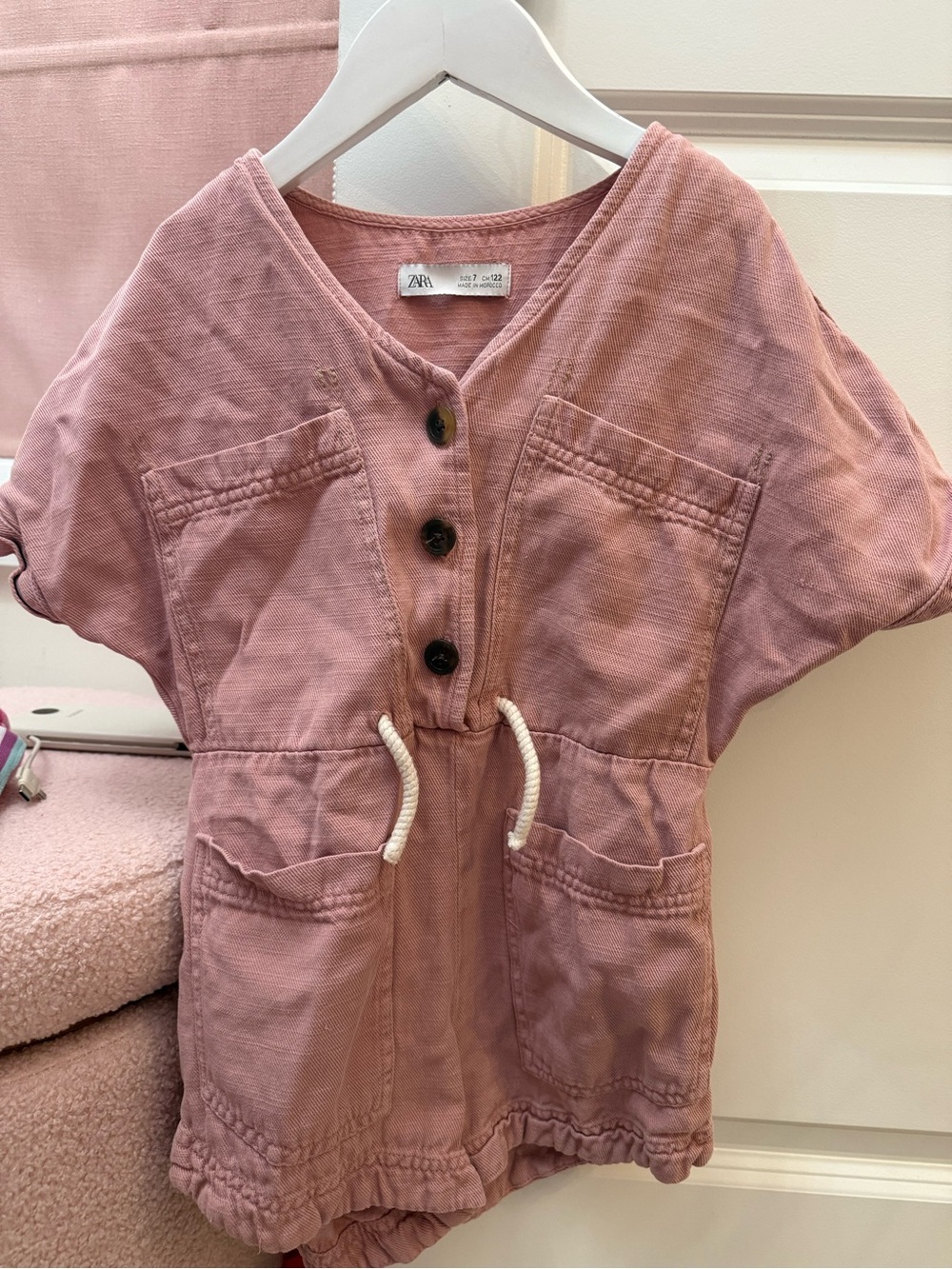 Zara Dusty Rose Button-Front Kids Top (size 7)